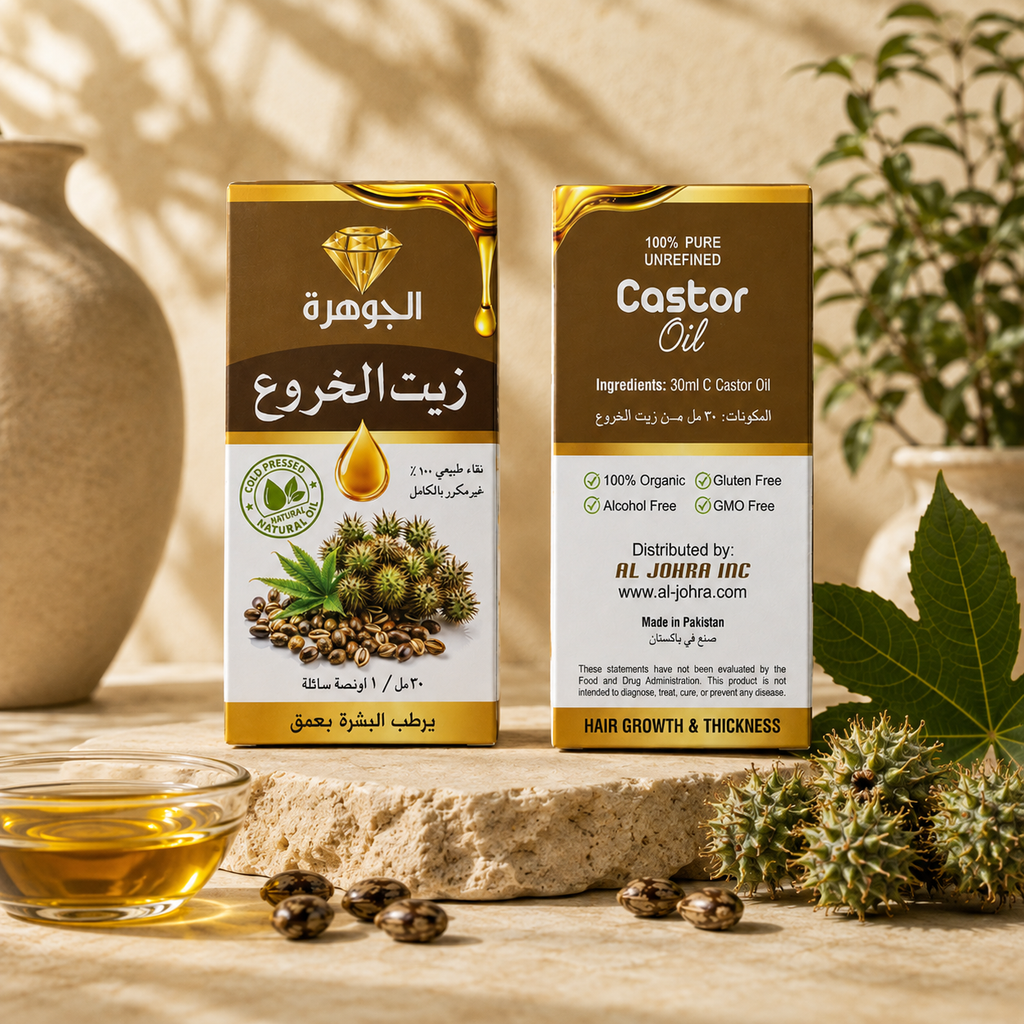 Al Johra Pure Castor Oil – Cold Pressed & Unrefined – 30ml