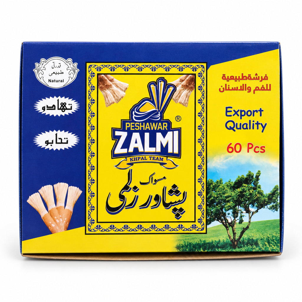 Peshawar Zalmi Miswak 60 Pcs natural Siwak box with Export Quality packaging
