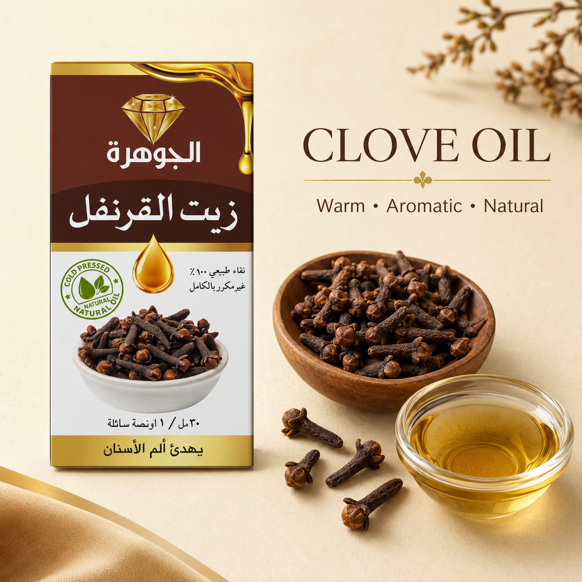 Clove Oil with natural whole cloves and golden clove oil