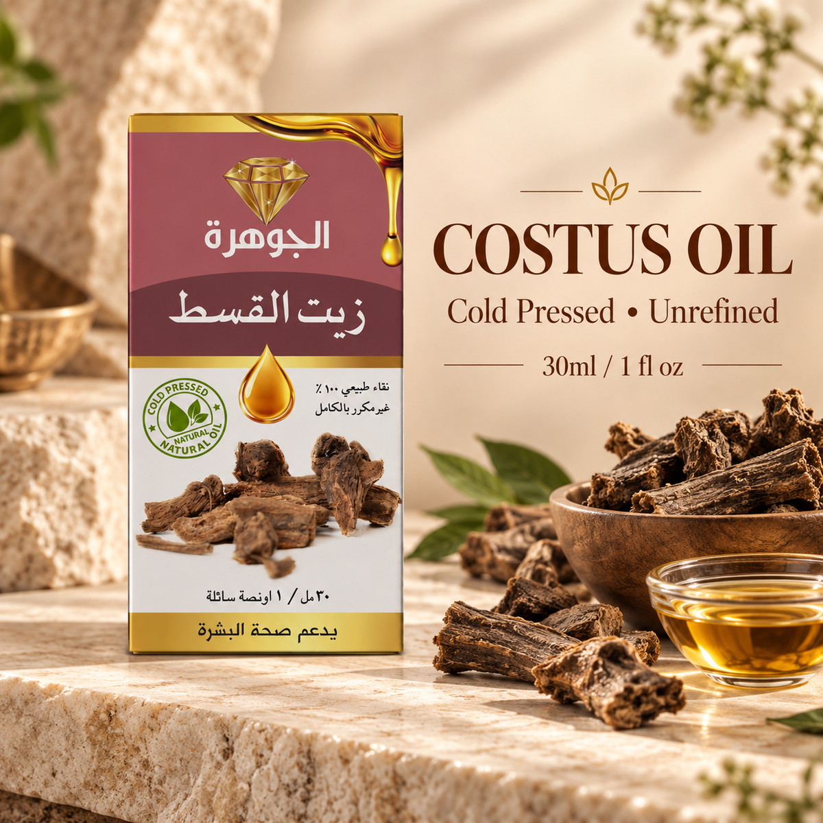 Costus Oil 30ml cold pressed unrefined Al Johra premium product image