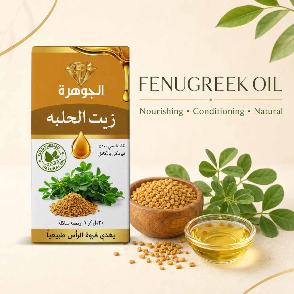 Fenugreek Oil 30ml ingredient image with fenugreek seeds and natural oil