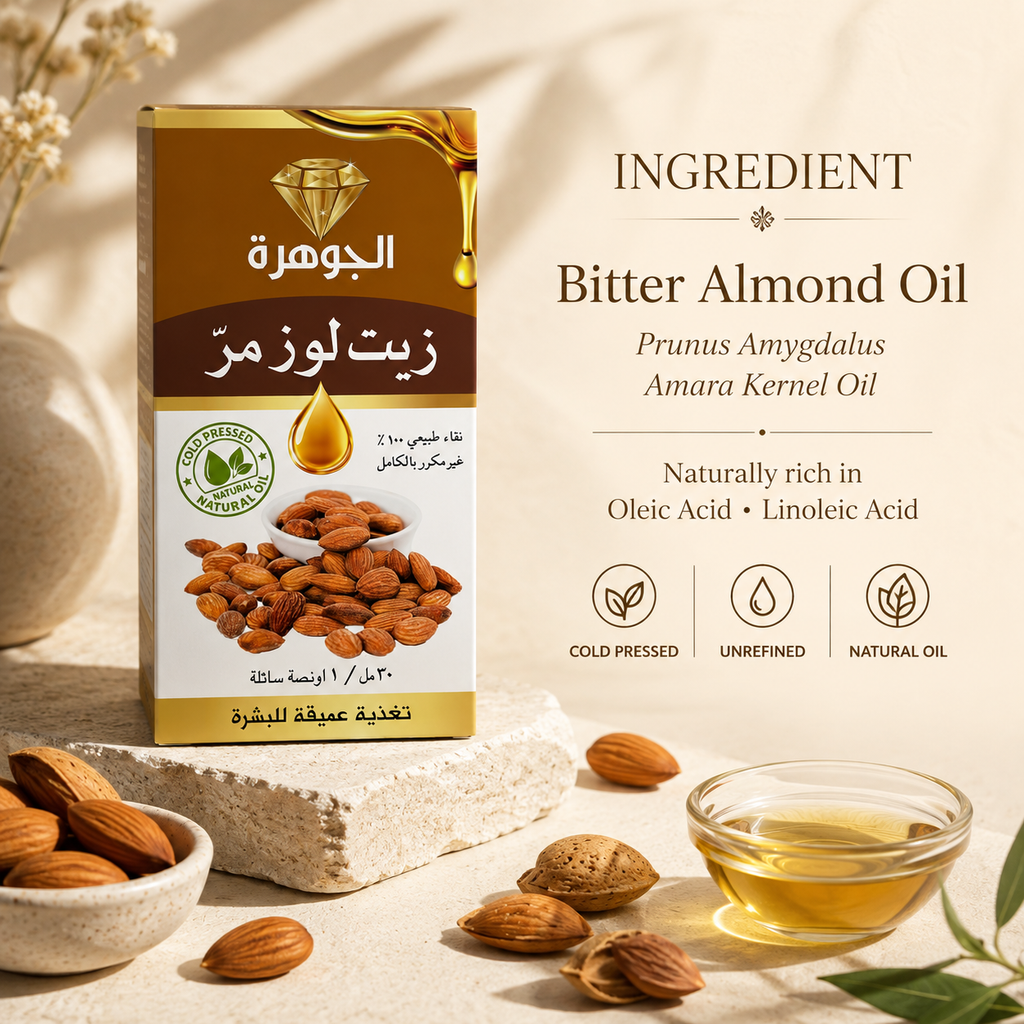 Al Johra Bitter Almond Oil – Cold Pressed & Unrefined – 30ml