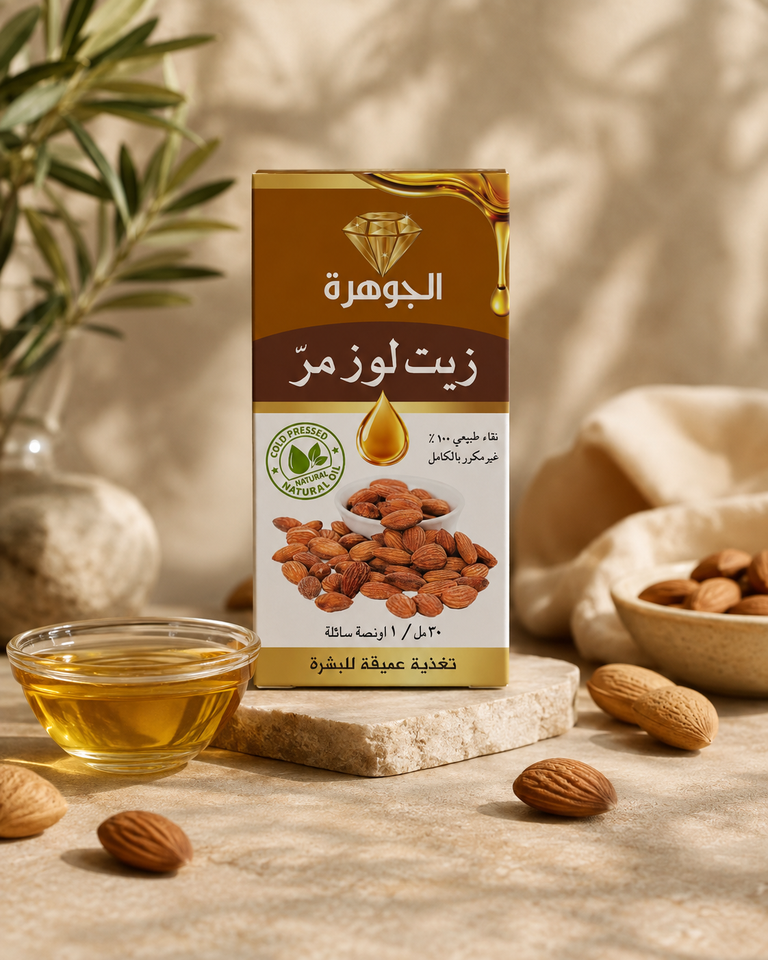 Al Johra Bitter Almond Oil – Cold Pressed & Unrefined – 30ml